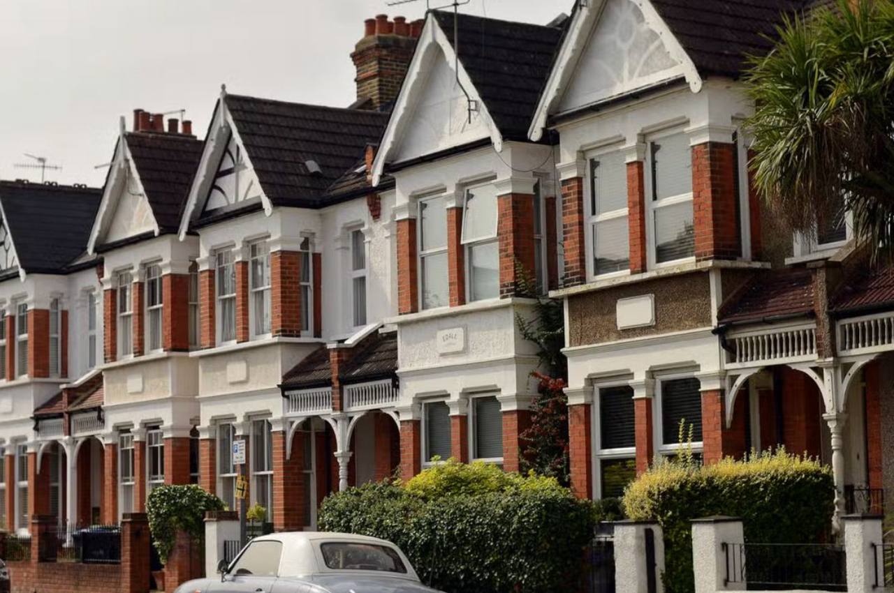 A scenic row of classic UK terraced houses, ideal for first-time buyers and remortgage opportunities.